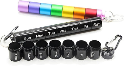 2 PCS Metal Travel Pill Organizer Large - Rainbow Weekly Pill Case +7 Day Pill Organizer-Waterproof Pill Box Container - Compact and Durable Medicine Organizer