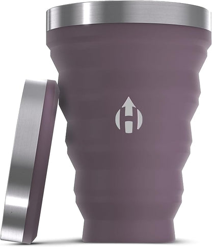 HYDAWAY 16oz Collapsible Pint - BPA-Free Silicone Cup with Stainless Steel Rim - Reusable, Packable, and Durable for Camping, Travel & Everyday Use
