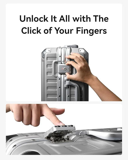 LUGGEX Checked Suitcase with Spinner Wheels, 8010S Aluminum Frame Zipperless Polycarbonate Hard Shell Suitcase (ZX-Core, Silver, 28 Inch)