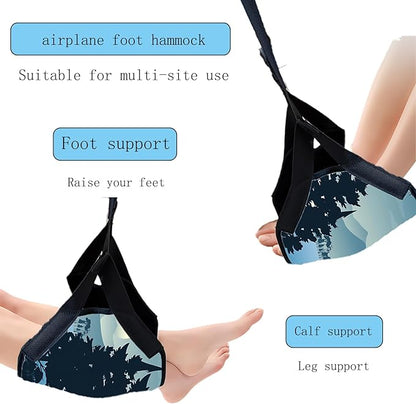 Airplane Foot Hammock for Plane Travel Ajustable Foot Rest for Plane Comfort Sling Airplane Gadgets for Adult Long Fling,Plane Travel Essentials (Mountain)