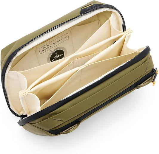 Peak Design Tech Pouch, Kelp, Electronics Organizer for Travel or Everyday Carry, Origami-Style Storage, Cable Pass-Through, Weatherproof Recycled Nylon, Gear Carry Bag for Men and Women