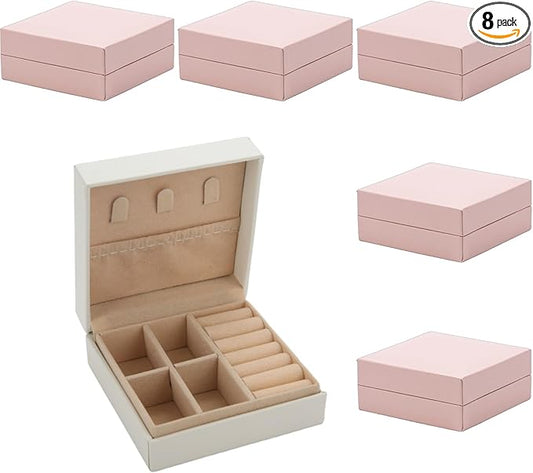 Bridesmaid Proposal Gifts Travel Jewelry Case Jewelry Travel Organizer Small Bachelorette party Jewelry Box Bridesmaid Gift Boxes Mini Storage Organizer Storage Box (8, White&Pink small)