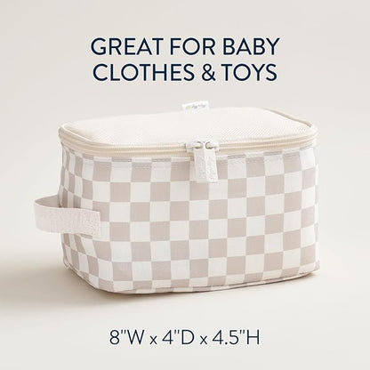 Itzy Ritzy Packing Cubes for Travel – Set of 3 Packing Cubes or Travel Organizers; Each Cube Features a Mesh Top, Double Zippers and a Fabric Handle (Checkerboard)