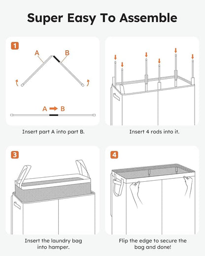 SOLEDI Laundry Hamper with Lid 130L Large & Tall Collapsible Laundry Basket, Clothes Hamper with Bag Removable Easy to Carry, Dirty Hampers for Bedroom, Bathroom, Dorm, College, Beige