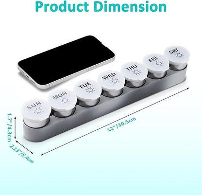 Weekly Stainless Steel Pill Organizer 7 Day, Magnetic Refrigerator Mountable Pill Box Case with Silicone-Sealed Lid for Travel(Morning & Evening)