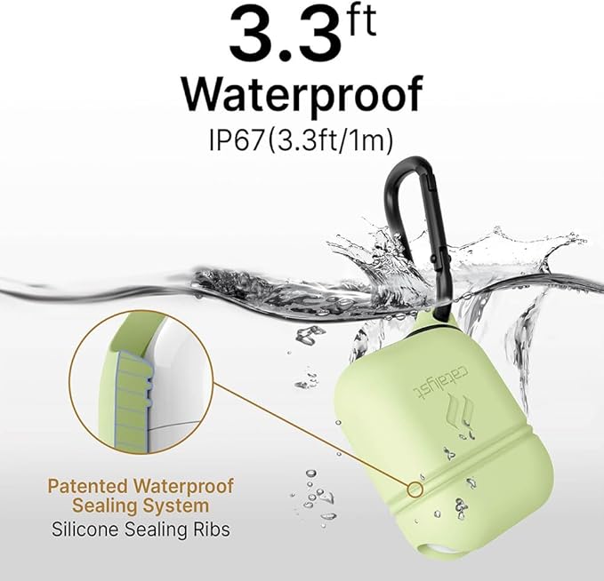 Catalyst Waterproof Case for AirPods 2nd Generation and AirPods 1st Generation - Wireless and USB-C Charging High Drop Protection AirPod Gen 2 and Gen 1 Case with Carabiner, One Piece Design
