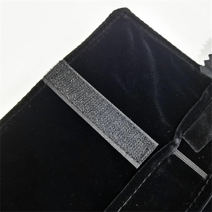 Portable Jewelry Roll Untangled Secure Necklace Travel Storage Bag Displays Holder 16 Chain (Gray PU and Black Velvet)