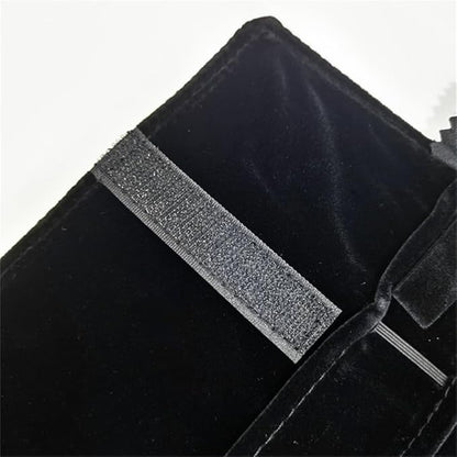 Portable Jewelry Roll Untangled Secure Necklace Travel Storage Bag Displays Holder 16 Chain (Gray PU and Black Velvet)