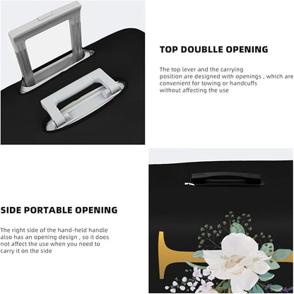 Flower Lette H Black Luggage Cover Elastic Washable Stretch Suitcase Protector Anti-Scratch Travel Suitcase Cover for Kid and Adult L (25-28 inch suitcase)