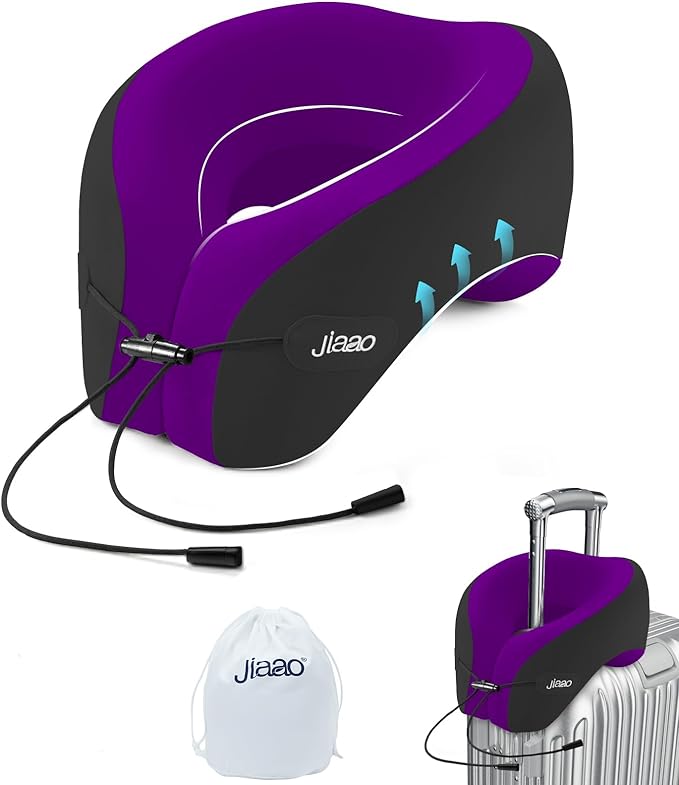 jiaao Travel Neck Pillow for Airplanes, Neck Pillow for Traveling,360º Ergonomic Memory Foam Travel Pillow, Soft and Breathable Cover,Portable Pillows for Car, Train or Airport Travel Essentials