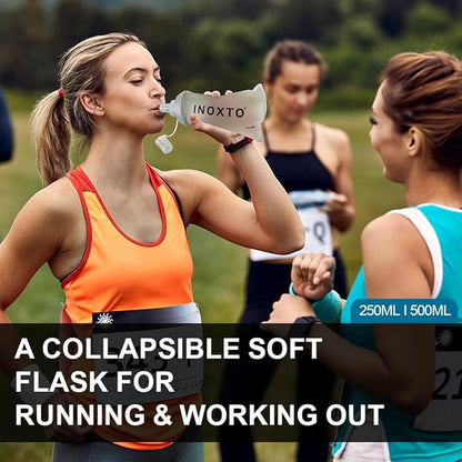 INOXTO Soft Flask,Collapsible Soft Water Bottles for Hydration Vests and Running Packs, Soft Flask Running Bottles for Hiking Cycling(250/500 ml) (2 PCS BIG)