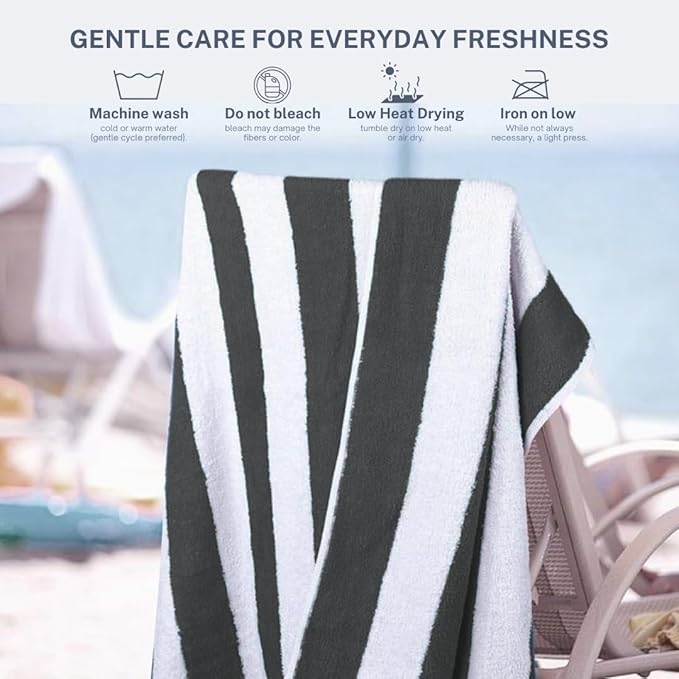 Cotton Turkish Beach Towel with Towels Oversized 30"x60" Pool Absorbent Extra Large Quick Dry Sand Travel Towel (Cabana Mix, 4 Pack)