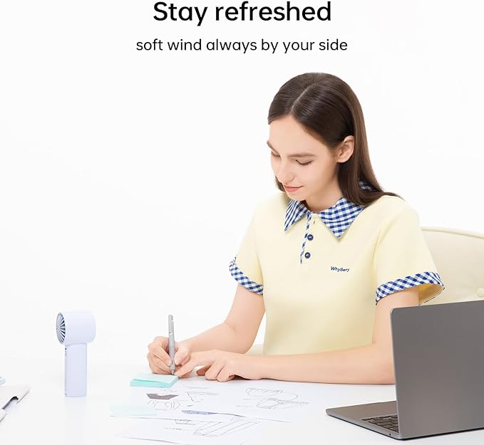 JISULIFE Portable Handheld Fan, 4000mAh Rechargeable Mini,Up to 22 Hours Cooling,5 Speed Strong Wind, USB Personal Fan for Travel Outdoor Camping Beach Makeup（Blue）