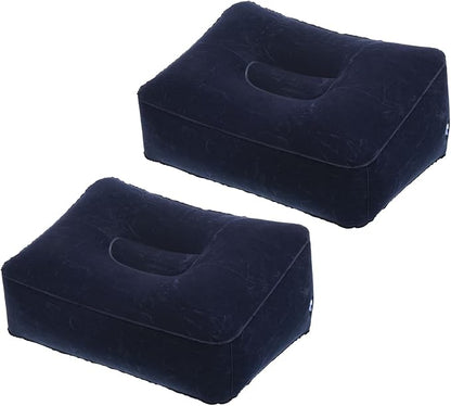 PATIKIL Travel Foot Rest Pillow, 2 Pack Inflatable Foot Rest Cushion Car Seat Footrest Leg Rest Pillow for Airplane Travel Office Home, Dark Blue