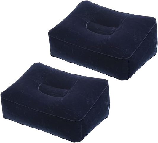 PATIKIL Travel Foot Rest Pillow, 2 Pack Inflatable Foot Rest Cushion Car Seat Footrest Leg Rest Pillow for Airplane Travel Office Home, Dark Blue