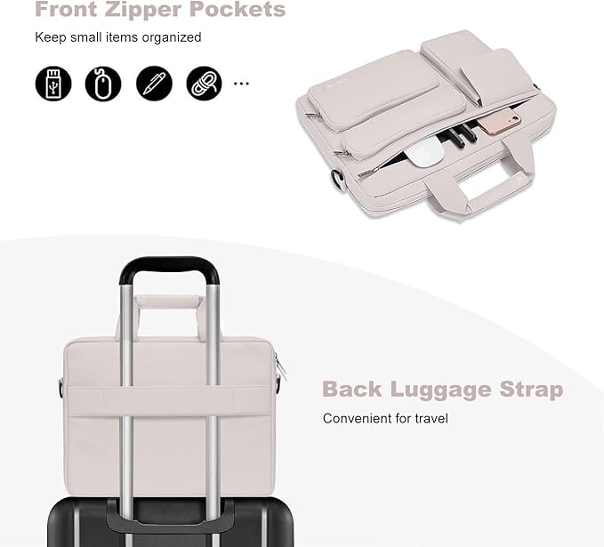 MOSISO Laptop Shoulder Bag 13.3 inch, 13-14 inch Computer Bag Compatible with MacBook Air/Pro 13 / Pro 14, HP Dell ASUS Lenovo with 2 Raised&1 Flapover&1 Horizontal Pocket&Handle&Belt, Stone Gray