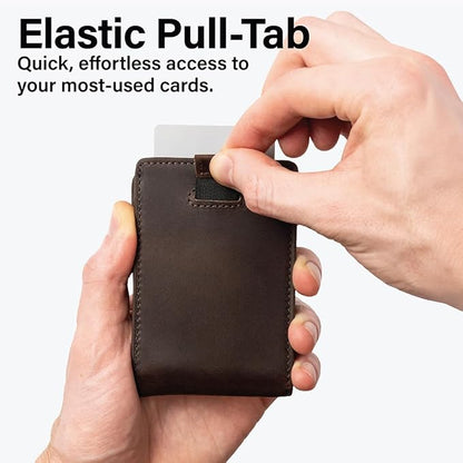 KORDIZ RFID Blocking Slim Bifold Wallet for Men – Premium Full-Grain Crazy Horse Leather Front Pocket Wallet with Money Clip, ID Window & Minimalist Design – Rustic Brown