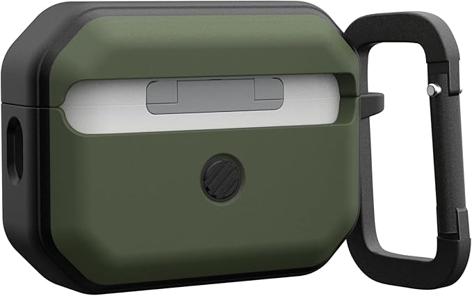 UAG Designed for AirPods Pro (2nd Gen 2022) Civilian Olive Drab, Premium Rugged Slim Water Resistant Full Protective Case Cover with Detachable Keychain Carabiner by URBAN ARMOR GEAR