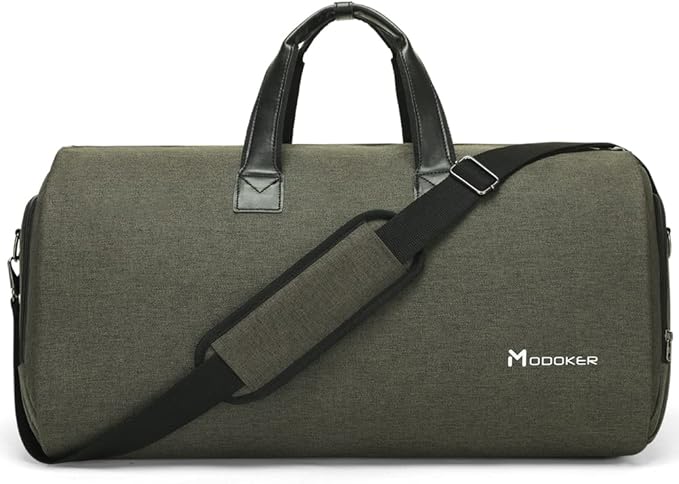 Convertible Garment Bag with Shoulder Strap, Modoker Carry on Garment Duffel Bag for Men Women - 2 in 1 Hanging Suitcase Suit Travel Bags,Forest Night