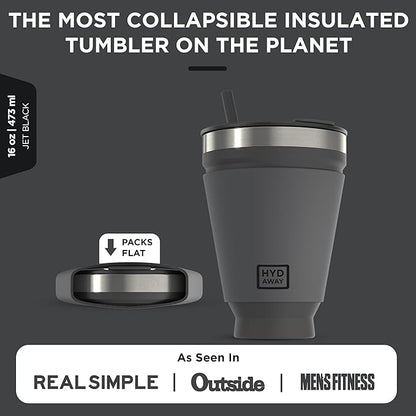 HYDAWAY 16oz Collapsible Tumbler - BPA-Free, Reusable Silicone Cup with Lid & Insulating Sleeve - Perfect for Coffee, Travel, and Everyday Use