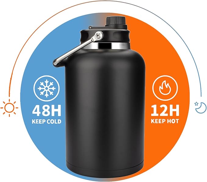 Zenbo One Gallon Jug with Straw, 128 oz Double Wall Vacuum Insulated Sports Water Bottle, Keeps Cold up to 48 Hours, Leak-Proof & Sweat-Proof Stainless Steel Water Jug for Gym, Outdoor & Camping