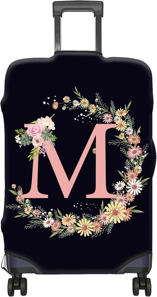 Luggage Suitcase Cover Protector Luggage Elastic Washable Baggage Covers Initial Cute Aesthetic for Unisex Women Girls Travel Trip L(26-29 inch)-Letter M