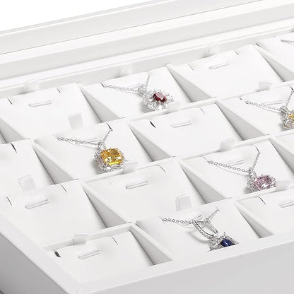 Oirlv White Jewelry Organizer Box with Acrylic Lid Ring Display Storage Case Jewelry Box for Women