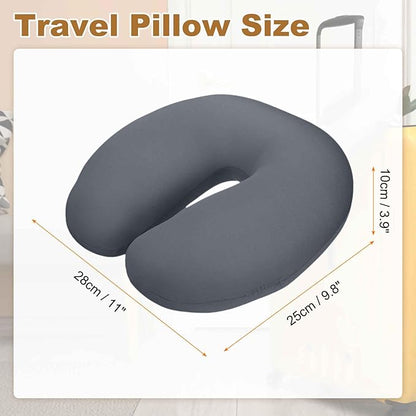 HARFINGTON 2pcs Travel Pillow Airplane Neck Pillow U-Shaped Filled with Foam Beads Stuffable Classic for Sleeping Neck Chin Lumbar Support, Gray