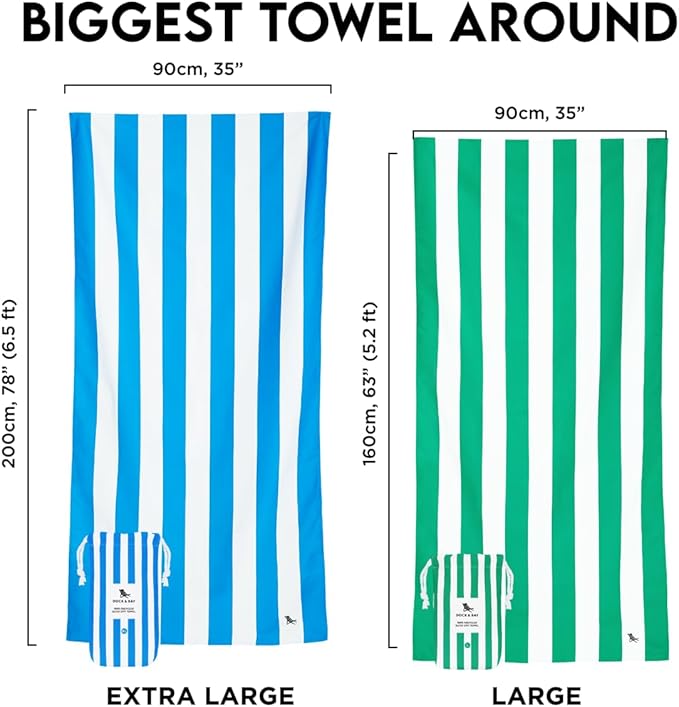 Dock & Bay Beach Towel - Quick Dry, Sand Free - Compact, Lightweight - 100% Recycled - Includes Bag - Cabana - Set A (4), Extra Large (200x90cm, 78x35)