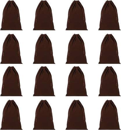 PATIKIL Shoe Dust Bag, 16 Pack Duster Flannel Shoes Pouch with Drawstring Washable Breathable Travel Shoe Bags for Home Luggage Storage, 12x17" Brown