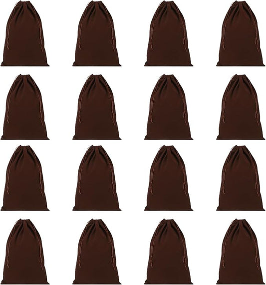 PATIKIL Shoe Dust Bag, 16 Pack Duster Flannel Shoes Pouch with Drawstring Washable Breathable Travel Shoe Bags for Home Luggage Storage, 12x17" Brown