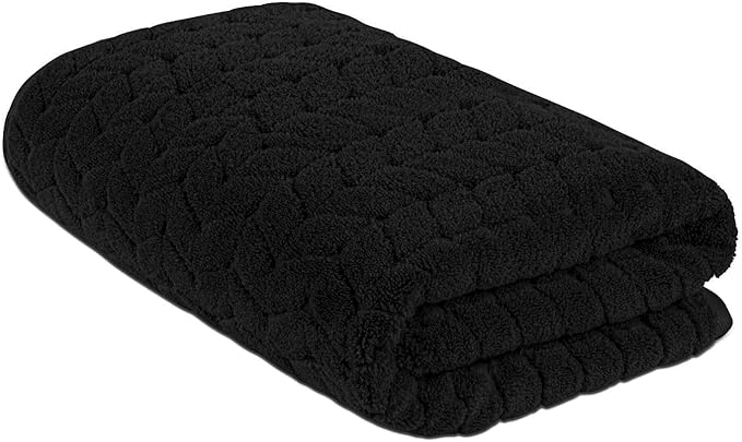 BAGNO MILANO Turkish Bath Towels, Soft Plush Jacquard Luxury Bath Towels, Quick Dry Towel Set (Black, Bath Sheet)