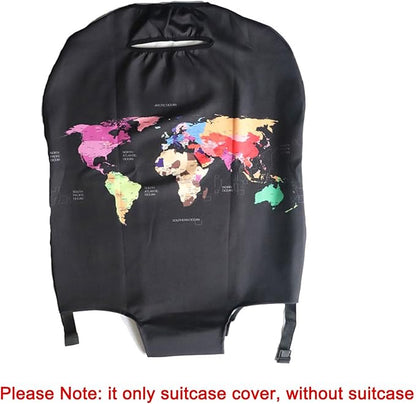 MosaiRudo Thicker Luggage Cover Elastic Suitcase Cover Protector Fits 18-32 Inch Suitcase Travel Accessories (World Map, L)