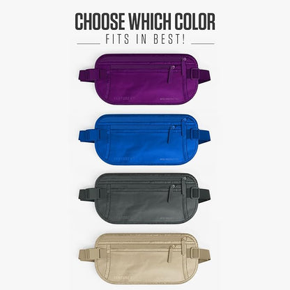 Travel Money Belt, RFID Blocking for Men & Women - Ideal for Keeping Your Cash, Credit Card, Passport, Phone Safe When Traveling (Sleek Purple)