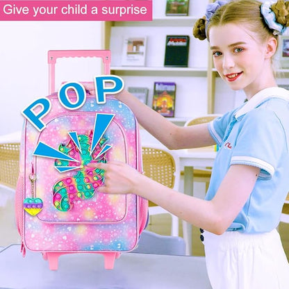 Kids Suitcase with Wheels for Girls and Boys, Rolling Carry on Luggage for Toddler Children