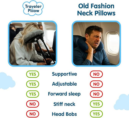 Neck Pillow for Traveling, Luxury Travel Neck Pillow for Airplane 100% Pure Memory Foam Adjustable Travel Pillow for Flight Sleep, Portable Plane Accessories, Light Grey