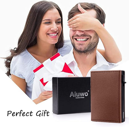 Aiuwo Airtag Wallet for Men,Mens Wallet Card Holder,Smart,Slim,Minimalist Wallet,Credit Cards Holder RFID Blocking Wallet (Airtag Wallet, Lichee Brown)