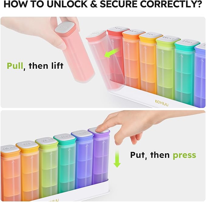 Weekly Pill Organizer 3X a Day, Detachable Pill Box 7 Day, Large 3 Times Daily Pill Case, Travel Pill Container Holder, Week Medication Dispenser Pillbox for Vitamin Supplement Medicine, White