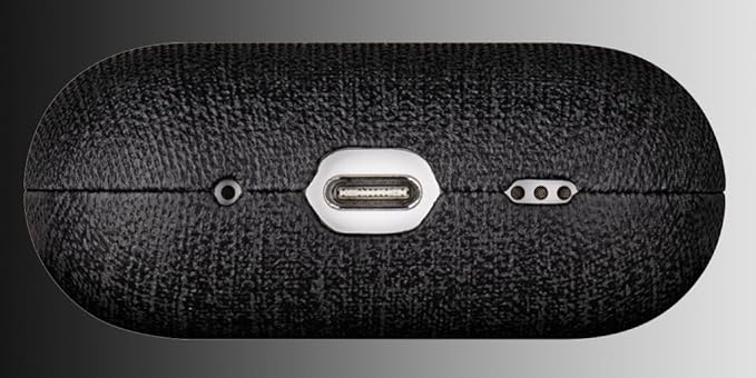 LOPIE for AirPods Pro 2nd Generation Case (Not for 3rd Gen) - Canvas Style Vegan Leather - Protective Hard Shell Cover for Men/Women - Handmade for AirPods Pro 2 Case Cover - Black