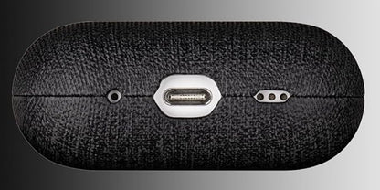 LOPIE for AirPods Pro 2nd Generation Case (Not for 3rd Gen) - Canvas Style Vegan Leather - Protective Hard Shell Cover for Men/Women - Handmade for AirPods Pro 2 Case Cover - Black