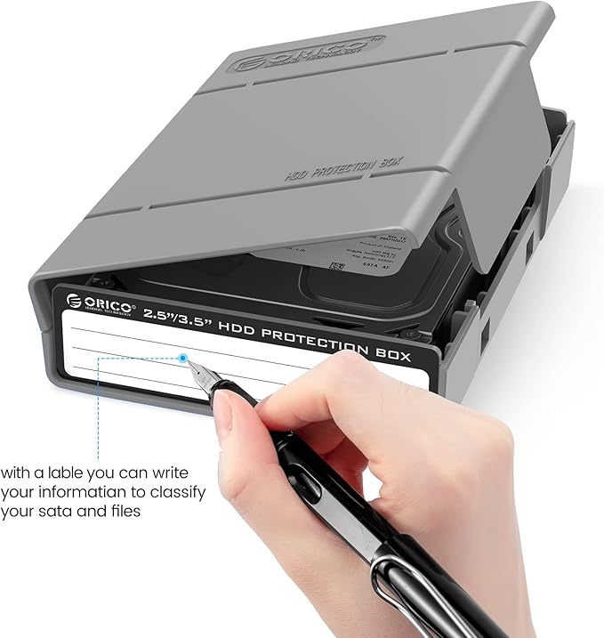 ORICO 5-Pack Hard Drive Carrying Case Protective Box for 3.5/2.5 Inch SSD HDD Portable with Anti-Static,Shockproof and Dust Proof Travel Storage Bag-PHP25-5C