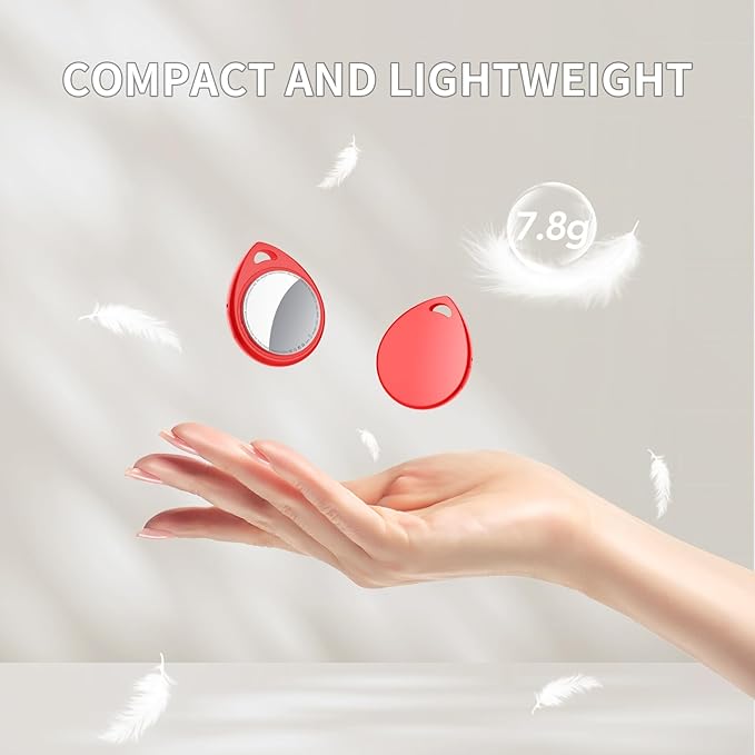 Air Tracker Tags 6 Pack Red, 5.3 Bluetooth Tracker Work with Apple Find My (iOS Only), 100dB Sound, Smart Tag with Keychain/Lanyard, Item Finder for Luggage/Key/Suitcase, Replaceable Battery