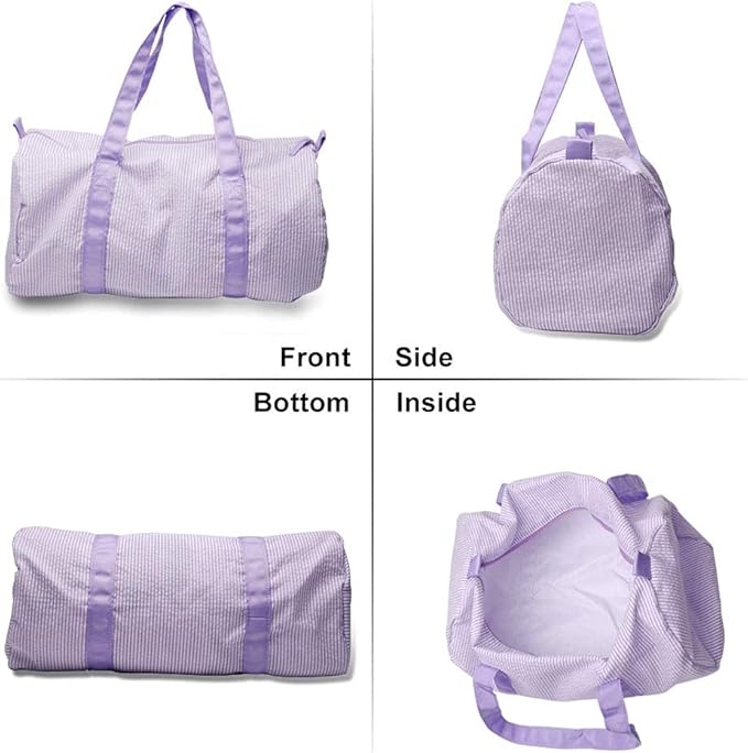 Gabigaba Kids Travel Overnight Bag Seersucker Carry On Lightweight Weekender Duffel Bag for Boys and Girls (Lavender)