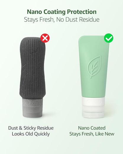 23-Piece All-in-One Silicone Travel Bottles Set – TSA Approved Leakproof Toiletry Kit with Double Bags, Flat Easy-Squeeze Bottles with Tactile Icons, Cream Jars, Pump & Spray, Cleaning Brush