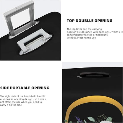 Flower Lette D Black Luggage Cover Elastic Washable Stretch Suitcase Protector Anti-Scratch Travel Suitcase Cover for Kid and Adult XL (29-32 inch suitcase)