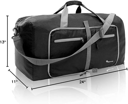Dimayar Travel Duffle Bag for Men Women - Foldable Duffel Bag with Shoes Compartment - Overnight Bags Waterproof & Tear Resistant(65L,Black)