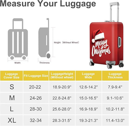 ANNA QUEEN Merry Christmas Luggage Cover, Santa Hat Holiday Design Suitcase Protector, Stretchable Washable Travel Sleeve for 24-26 Inch Luggage