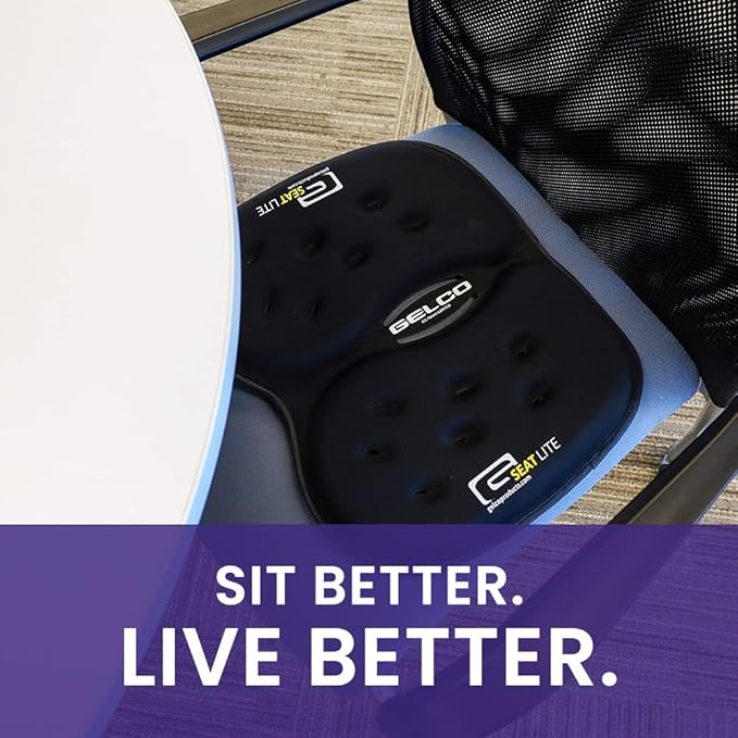 GSeat Lite Travel Gel and Foam Cushion - for Back Pain, Sciatica, Pressure Relief, and Tailbone Discomfort - Promotes Healthy Posture - Ergonomic Comfort - for Car, Commute, Airplane and Travel