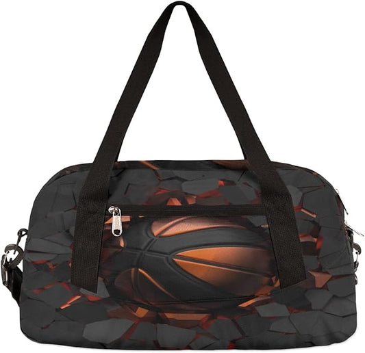 Sports Ball Basketball Crash Gym Duffle Bag for Kids,Sports Bag for Teens Boys & Girls Small Waterproof Overnight Weekender Carry School Practice Travel Bag
