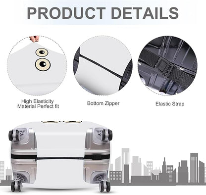 ANNA QUEEN Funny Cartoon Eyes Luggage Cover, White Suitcase Protector with Cute Big Eyes Design, Travel Suitcase Cover for 32-34 Inch Luggage, Stretchable & Washable Spandex Travel Accessories